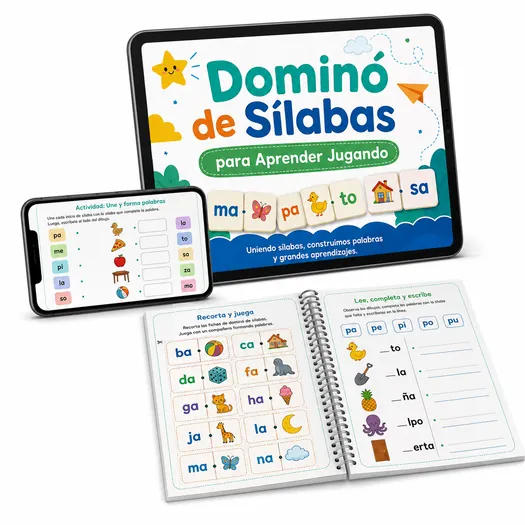 Mockup del Guía Dominó de Sílabas para Aprender Jugando
