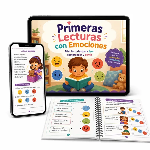 Mockup del Guía Primeras Lecturas con Emociones
